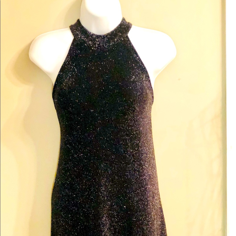 Black Sparkling MIDI, Open Back Cocktail Dress M/L